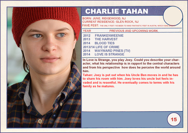 2014 Sundance “Trading Cards” Series: #15. Charlie Tahan (Love is Strange)