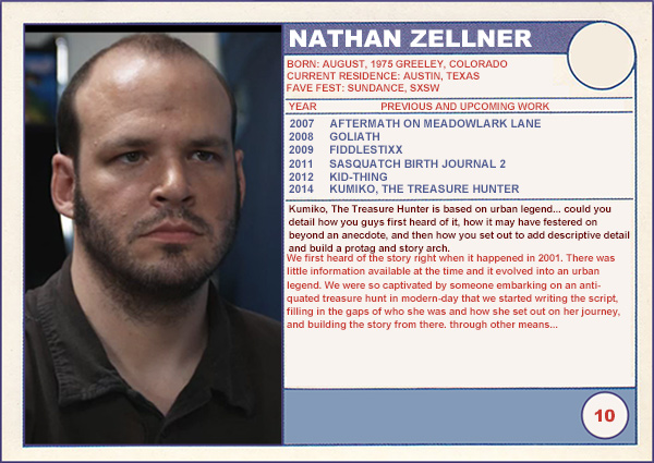Nathan Zellner (Kumiko, The Treasure Hunter) 
