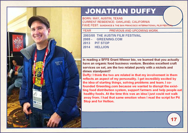 2014 Sundance "Trading Cards" Series: #17. Jonathan Duffy (Hellion)