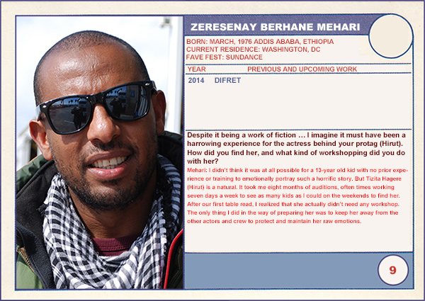 2014 Sundance "Trading Cards" Series: #9. Zeresenay Berhane Mehari (Difret)