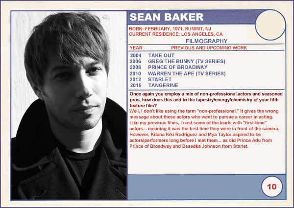 Sean Baker Tangerine Trading Cards