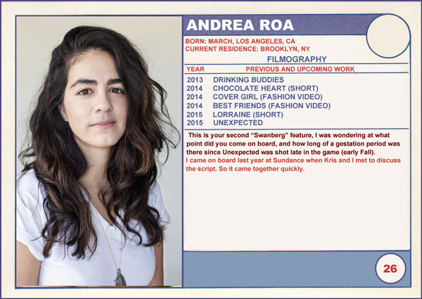 2015 Sundance Trading Card Series: #26. Andrea Roa (Unexpected)